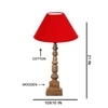 Devansh Red Cotton Table Lamp With  Wood Natural Base (10X10X21 Inches)-29