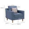 Stevens 1 Seater Fabric Sofa in Turkish Blue Colour