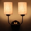 Devansh Metal Electric Wall Light in Gold Colour with Beige Shade Count of 2 Lights