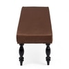 Cairo Sheesham Wood Accent 3 Seater Bench In Taupe Brown Velvet