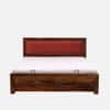 Melba Solid Sheesham Wood  King Size Hydrolic Storage Upholstered  Bed In Provincial Teak Finish