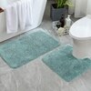 Luxe Home Polyester Newman Contour Bath Mat Set of 2 (Aqua 45x75 cm & 40x45)