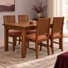 Globally Indian Trikona Solid Sheesham Wood 4 Seater Dining Table Set 4 Chairs Terracotta Orange
