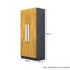Hexa Red Wooden 2 Door Wardrobe with 4 Shelves in Slate Grey and Giant Wood Colour