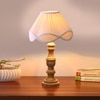 Devansh Off-White Cotton Vintage  Lamp With Wood Base (12X20)