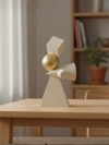 Modern Abstract Balance Sculpture with Gold Sphere Decorative Table Accent