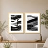 Abstract Face Black and White Set of 2 Framed Posters 45x60 cm