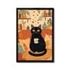The Castle Decor Cute Black Cat Coffee Kitchen Wall Art 12x18 Inch