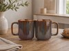 Brown Aqua Drizzle Rustic Glazed Mug Set