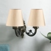 Devansh Metal Electric Wall Light in Antique Gold Colour with off-white Shade Count of 2 Lights