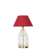 ELVORA Diamond Cut Clear Glass Table Lamp with Brass Base Maroon Shade