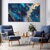 The Castle Decor Blue Gold Sparkle Wall Art Set of 5 27x48 Inch