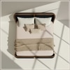Valerio Duo-Panel Luxe Queen Size Bed in Navy Blue colour Velvet with Oak wood Frame