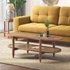 Tora XL Solid Wood And Cane With Glass Coffee Table In Amber Walnut Finish