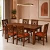 Globally Indian Nivaan Solid Sheesham Wood 6 Seater Dining Table Set 6 Chairs Terracotta Orange