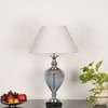 Hinton Blue Glass And Nickel Finish Metal Table Lamp With White Cotton Shade