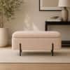 Doe Buck Luxury Boucle Storage Bench in Light Brown Colour with Black Metal Legs