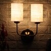 Devansh Metal Electric Wall Light in Gold Colour with White Shade Count of 2 Lights