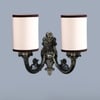 Devansh Metal Electric Wall Light in Antique Gold Colour with White & Black Shade Count of 2 Lights