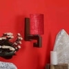 Devansh Solid Wood Electric Wall Light in Maroon Colour with Maroon Shade Count of 1 Light