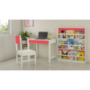 Mystica Kids Study Set with Desk Teak Wood Chair and Bookshelf with Wooden Retainers in Strawberry Pink Colour
