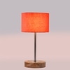Devansh Orange Cotton Table Lamp With  Natural  Wood Base  & Steel Pipe (7X17 Inches)-5