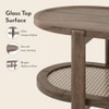 Tora XL Solid Wood And Cane With Glass Coffee Table In Danish Walnut Finish