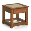 Fujiwara Solid Wood And Cane Bedside Table In Amber Walnut Finish