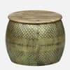 Crown Drum Metal Coffee Table in Gold Finish