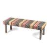 Asteria Solid Wood 2 Seater Bench In Stripe Multi Colour Jackard Fabric