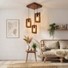 Gyro Brown Solid Wood Cluster Hanging Light