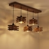 Star 5 Series Brown Solid Wood Cluster Hanging Light