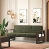 Moreno 3 Seater Solid Wood Sofa in Danish Walnut Finish and Juniper Green Fabric