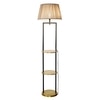 Gallow Metal Multiutility Shelf Floor Lamp With Beige Cotton Shade