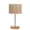 Devansh Bamboo Table Lamp With Natural  Wood Base  & Steel Pipe  -(7X17 Inches)