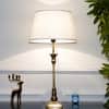 Delta Brass Table Lamp with White Cotton Shade
