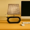 Devansh White Jute Table Lamp With  Wood Black Base -10