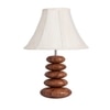 Devansh Off-White Cotton Table Lamp With Wood Pebble Lamp (12X12X16.5) Inches