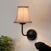 Devansh Black Wall Mounted Lamp With Beige Jute Shade