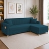 Convil Velvet L Shape 4 Seater Sofa in T Blue Color