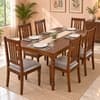 Globally Indian Maelle Solid Sheesham Wood 6 Seater Dining Table Set 6 Chairs Terracotta Orange