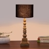 Devansh Black Cotton Table Lamp With Wood Natural Base (7X7X21.25 Inches)-3