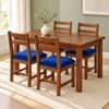 Globally Indian Sarala Solid Sheesham Wood 4 Seater Dining Table Set 4 Chairs Navy Blue