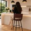 Doe Buck Presley Braided Faux Leather Bar Stool in Brown Colour