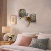 Devansh Metal Electric Wall Light in Gold Colour with Blue Shade Count of 2 Lights