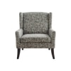 Joan Printed Canvas Geometry Fabric Wing Chair in Green Colour