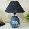 Matka Dotted Stone Grey Black Wooden Table Lamp in Grey