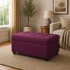 Doe Buck Modern Tufted Storage Ottoman Bench in Purple Colour
