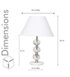 Aspley Chrome Finish Metal Clear Crystal Glass And White Marble Table Lamp With White Cotton Shade