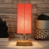 Estella Orange cotton table lamp with Square Natural Wood Base